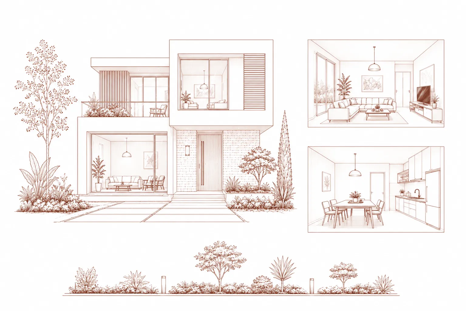 Interior + Landscape + Facade